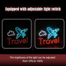 Travel Neon Sign USB Airplane LED Light Up Sign for Wall Decor Dimmable 12.2 * 16.5 In Go To Tranel Neon Light for Airport Travel Agency Bedroom(Ice Blue Red White) by CozyNest Decor