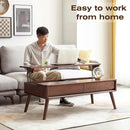 Solid Oak Wood Lift Top Coffee Table for Living Room, Mid Century Modern Tables with Drawers and Large Storage, Coffee Tables for Small Spaces (Oak Walnut Color, 39.37" W x 21.65" D x 25.59" H) by CozyNest Decor