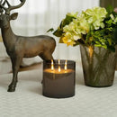 Homemory 6X6'' Extra Large Flameless Candle with 3 Wicks, Glass LED Pillar Candle, Real Wax Battery Operated Candle with Remote Control and Timer, Grey by CozyNest Decor