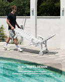 Lounge Chair Outdoor, Chaise Lounge Outdoor, HDPE 6-Position Lounge Chair for Outside, Patio Lounge Chair with Wheels & Cup Holder for Pool Poolside Deck Backyard, White by GreenHaven Gardens
