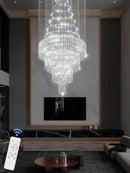 D32''X H100'' Modern Crystal Raindrop Gold Chandelier Lighting for Entrance, Stairs, Doorway, Crystal Ornament Chandelier Can be Used on Sloping Ceiling by CozyNest Decor