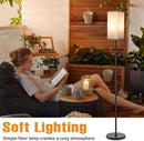Ambimall Floor Lamp with 3 Color Temperatures Bulb & Pull Chain Switch, 64" Standing lamp, Beige Square Shade & Black Pole by CozyNest Decor