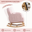 Rocking Chair Nursery with Ottoman, Upholstered Glider Rocker with High Backrest and Side Pocket, Rocking Accent Armchair with Solid Wood Legs for Nursery/Living Room/Bedroom Pink by TinyTreasures Baby Boutique