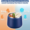14oz Insulated Vacuum Food Jar with Buckle Lid,Soup Thermo for Hot Food Kids,Wide Mouth Leakproof Stainless Steel Lunch Container with Spoon-Blue by TinyTreasures Baby Boutique