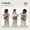 Bc Babycare Hexa Effortless Baby Carrier with Hip Seat - Ergonomic Toddler Carrier (13.2-33 lbs), Adjustable Slide Lock & Knob, Hip-Healthy Design for Parent's Back Relief, Gray by TinyTreasures Baby Boutique