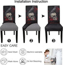 JQinHome Black Halloween Chair Slipcover,Skull Chair Covers Set of 6, High Stretch Washable Chair Protector Cover for Dining Room, Kitchen,Home Party,Wedding Ceremony(Skull Black,6PC) by CozyNest Decor