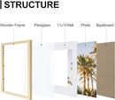 Vittanly 12x16 Picture Frames Set of 9, Shatter Resistant Plexiglass, Display 11x14 Pictures with Mat or 12x16 without Mat, Photo Frames for Wall Mount, Engineered Wood, OAK by CozyNest Decor