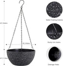 10 inch Hanging Planters for Indoor Outdoor Plants, 2 Pack Hanging Flower Plant Pots with Drainage Holes and Chain for Garden Porch, Plastic Hanging Baskets for House Plants, Speckled Black by CozyNest Decor