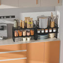 Expandable,Adjustable & Stackable Spice Rack, Cabinet Kitchen Countertop Shelf Organizer,Metal Pantry Storage Shelves - Space-Saving Storage Solution(2Packs/Black/Large) by CozyNest Decor
