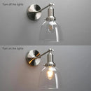 PERMO Industrial Vintage Slope Pole Wall Mount Single Sconce with 6.7" Oval Dome Clear Glass Shade Wall Sconce Light Lamp Fixture (Brushed Nickel) by CozyNest Decor