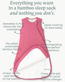Supersoft Sleep Sack 1.0 TOG, Premium Bamboo Viscose Baby Sleeping Bag 2-Way Zipper Sleep Sack Baby Wearable Blanket by TinyTreasures Baby Boutique