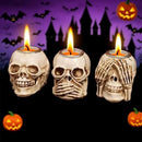 Halloween Skull Candle Holder, Skeleton Head Candlestick Holders Table Decor Centerpiece Candlesticks, Resin Horrible Spooky Creepy Crafts for Flameless Candle Halloween Christmas Home Party, Set of 3 by CozyNest Decor