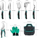 Gardening Tool, Heavy Duty Gardening Hand Tools for Gardener, Gardening Gifts for Women, Men, Heavy Duty Gardening Tools with Storage Tote Bag Non-Slip Rubber Grip, Aluminum Green Gardening Tool Set by GreenHaven Gardens