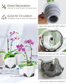 5 inch Orchid Pots with Holes for Repotting with Excellent Airflow, Set of 1, Double Layer Plastic Imitate Ceramic Orchid Planter, Clear Orchid Pot Match Decorative Orchid Container by GreenHaven Gardens