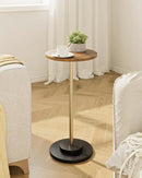 Masupu Drink Table, Round Side Table for Small Spaces, Pedestal Small End Table with Metal Base, for Living Room, Bedroom, Bathroom, Rustic Brown by CozyNest Decor