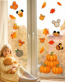Fall Window Clings - 9 Sheets 149 Pcs Fall Decorations for Autumn Thanksgiving Harvest Home Party, Pumpkin Leaves Car Maple Castle Acorns Stickers for Glass, Double-Sided Static Window Decals by CozyNest Decor