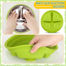 Nuogo 1 Pcs Stainless Steel Baby Suction Plates with Removable Silicone Shell 2-in-1 Metal Toddler Bowl Divided for Picky Eaters Kid Feeding Led Weaning Supply, Dishwasher Safe (Green) by TinyTreasures Baby Boutique