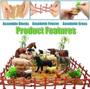 Farm Animal Figurines, Realistic Plastic Animals Toys with Fences Building Blocks, Farm Figures Playset Educational Birthday Gift for Kids & Toddlers, 53 PCS by GreenHaven Gardens