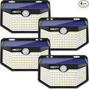 HMCITY Solar Lights Outdoor 120 LED with Reflector and 3 Lighting Modes,Motion Sensor Wall Lights, IP65 Waterproof Solar Powered Wall Lights for Garden Deck Lights (Back Button 4Packs, Daylight White) by GreenHaven Gardens