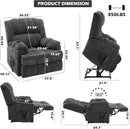 Power Lift Chair with Vibration Massage Heat for Elderly People, Dual Motor Electric Lay Flat Recliner Chair with Power-Remote, Standing Assistance Reclining, Chenille Dark Gray by CozyNest Decor