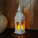 TRIROCKS Rustic Style Metal Candle Lantern 12'' High Decorative Outdoor Lantern Candle Holder with Tempered Glass House Shape for Home Living Room Garden Patio Parties Indoors Outdoors (White) by CozyNest Decor