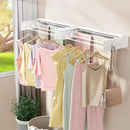 Wall Mounted Drying Rack with 4 Hooks and Shelf, Foldable Clothes Drying Rack for Laundry Room, Collapsible Laundry Rack Wall Mount, for Indoor Outdoor Hanging Clothes, 23.6 Inch by CozyNest Decor