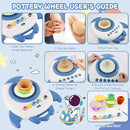 deAO Pottery Wheel for Kids Complete Painting Set for Beginners Mini Pottery Wheel Kit with Air Dry Clay Tools, Arts & Crafts Clay Wheel Toys Birthday Gifts for Girls Boys Age 3+ (Blue) by TinyTreasures Baby Boutique