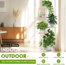 TOSKING 5 Tier Metal Plant Stand Indoor， Plant Shelf, Corner Shelf Flower Pot Stand for Outdoor Plant Stand for Living Room Balcony Garden Patio Bedroom (White and Wood, 42in) by GreenHaven Gardens