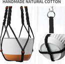 43 Inch Macrame Plant Hanger - Fits 6-15 Inch Pots, Extra Long Hanging Planter Holder for Indoor Outdoor, with Red Wood Beads, Boho Home Decor, 2 Pack, Black (POTS NOT Included) by GreenHaven Gardens