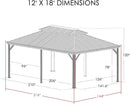 Kozyard Alexander 12' X 18' Hardtop Permanent Aluminum Metal Gazebo with Galvanized Steel Double Roof Canopy, Curtain and Netting, Gazebo Pavilion for Patio, Backyard, Deck, Lawn (Brown) by GreenHaven Gardens