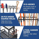Garden Tool Organizer, Yard Tools Rack Holds 55 Long-Handled Tools/Rakes/Brooms for Garage Organization and Storage, Shed, Outdoor, Lawn, Heavy-Duty Steel, Black, Easy Assembly by GreenHaven Gardens