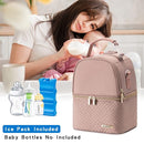 Breastmilk Cooler Bag with Ice Pack Fits 6 Baby Bottles up to 9 Ounce, Breast Milk Pump Cooler Bag with Shoulder Strap for Nursing Mom Daycare, Work, Travel- Pink by TinyTreasures Baby Boutique