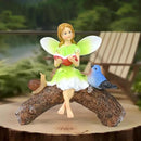 Garden Flower Fairy Statue Decor-Solar Outdoor Fairy Statues-Garden Fairy Outdoor Snail,Bird Figurines Decoration for Outside Patio Lawn Yard,Fairies Ornaments Gifts,Tall 8.4 Inches by GreenHaven Gardens