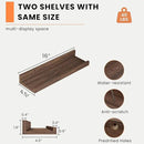 Heimlove Picture Ledge Shelf, Small Floating Shelves Set of 2, 16 Inches Picture Shelf for Wall with Ledge, Kids Bookshelf Wall Mounted for Living Room Bedroom Decor Books Photo Frames, Walnut by CozyNest Decor