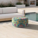 Inflatable Ottoman Stool D21 xH9 for Outdoor/Indoor Use, Water Repellent Patio Foot Rest Stool with Portable Handle,Round Pouf Ottoman Suitable for Garden,Deck and Camping - Damask Red by CozyNest Decor
