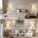 28.5" Table Lamps Set of 2 - Bedside Lamp with Fabric Shades - for Bedroom and Living Room with USB and Nightlight - Perfect for Nightstands and Bedrooms by CozyNest Decor