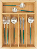 VaeFae Bamboo Drawer Organizer, Expandable Silverware Drawer Organizer, Cutlery Tray with Dividers for Kitchen Utensils, Medium by CozyNest Decor