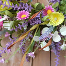 Idyllic 20 Inch Spring Summer Wild Flower Artificial Daisy Front Door Wreath, Everyday Greenery Eucalyptus Leaves for Indoor and Outdoor Use, Rustic Farmhouse Style Home Wreath Decor by CozyNest Decor