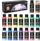 Shuttle Art Color Change Acrylic Paint Set, 16 Colors Chameleon Colors Acrylic Paint in Bottles (60ml/2oz), Non-Toxic for Artists, Beginners and Kids on Rocks, Crafts, Canvas, Wood, Fabric, Ceramic by TinyTreasures Baby Boutique