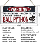 Warning Sign, Ball Python Warning Wood Plaque Sign, Funny Door Signs, Decorative Wood Hanging Suspension Plaque, Farmhouse Wooden Wall Decor, Outdoor Hanging Wooden Signs by CozyNest Decor