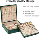 2-layer jewelry box，Jewelry Organizer with Handle，with hanging necklace hooks, detachable jewelry trays, suitable for storing a large amount of jewelry gift box (Large-Green) by TinyTreasures Baby Boutique