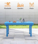 HDPE Outdoor Dining Table, 66.9” Rectangle Patio Dining Table for 6, All-Weather HDPE Outdoor Table with 2.2” Umbrella Hole, HDPE Patio Furniture for Deck, Backyard, Garden, Pool, Sky Blue by CozyNest Decor