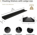 Picture Ledge Shelf, Wood Floating Shelves Set of 2, 36 inch Picture Ledge Shelves, Photo Ledge Nursery Book Shelves Wall Mounted for Living Room Kids' Room Bedroom, Color Black by CozyNest Decor