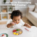 2 Pack Silicone Divided Baby Plates with Suction, 2 Pack Toddler Forks and Spoons Set, BPA Free, Baby Feeding Set for Toddler Utensils, Microwave and Dishwasher Safe by TinyTreasures Baby Boutique