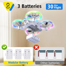 053Drone for Kids,Colourful LED RC Drone, Drone kids for Beginners,3D Flips,Altitude Hold, Propeller Full Protect,Mini drone Toy With 3 Batteries, Great Gift Toy for Boys and Girls by TinyTreasures Baby Boutique