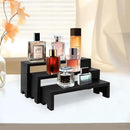 Display Wood Risers Wooden Stand 3 Tier 4 Set 12 Pieces Wood Racks Decorative Rectangular, Cupcake Stands Cologne Perfume Organizer Showcase Items(New Black) by CozyNest Decor