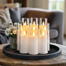 Amagic Pure White Flameless Candles, 9 Pack Battery Operated Candles with Remote and Timer, Acrylic Flickering Electric LED Candles for Wedding, Holiday Decor, D2.2''xH5''6" 7", Warm Yellow Glow by CozyNest Decor