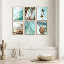 Laywhq Coastal Beach Wall Art Summer Ocean Surf Tropical Canvas Wall Decor Summer Nautical Palm Tree Turtle Surfboard Bus Room Paintings Prints Posters for Bedroom Living Room Set of 6 8x10in Unframed by CozyNest Decor