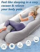 Meiz Pregnancy Pillow, Cooling Silky Pregnancy Pillows for Sleeping, Maternity Body Pillow for Pregnant Woman with Cooling Silk Jersey Cover, Light Grey by TinyTreasures Baby Boutique