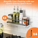 Spice Rack Wall Mounted 4 Pack,Space-Saving Spice Organizer for Spice Jars and Seasonings,Screw or Adhesive Hanging Spice Rack Organizer for Your Kitchen Cabinet,Pantry Door,11.41x2.75x2.75in by CozyNest Decor